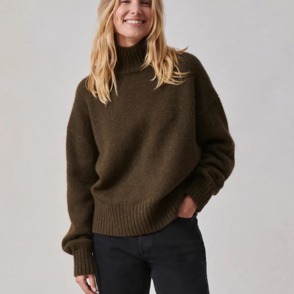 Buck Mason  HIGHLAND ALPACA Turtleneck Sweater RIVER ROCK Green Small